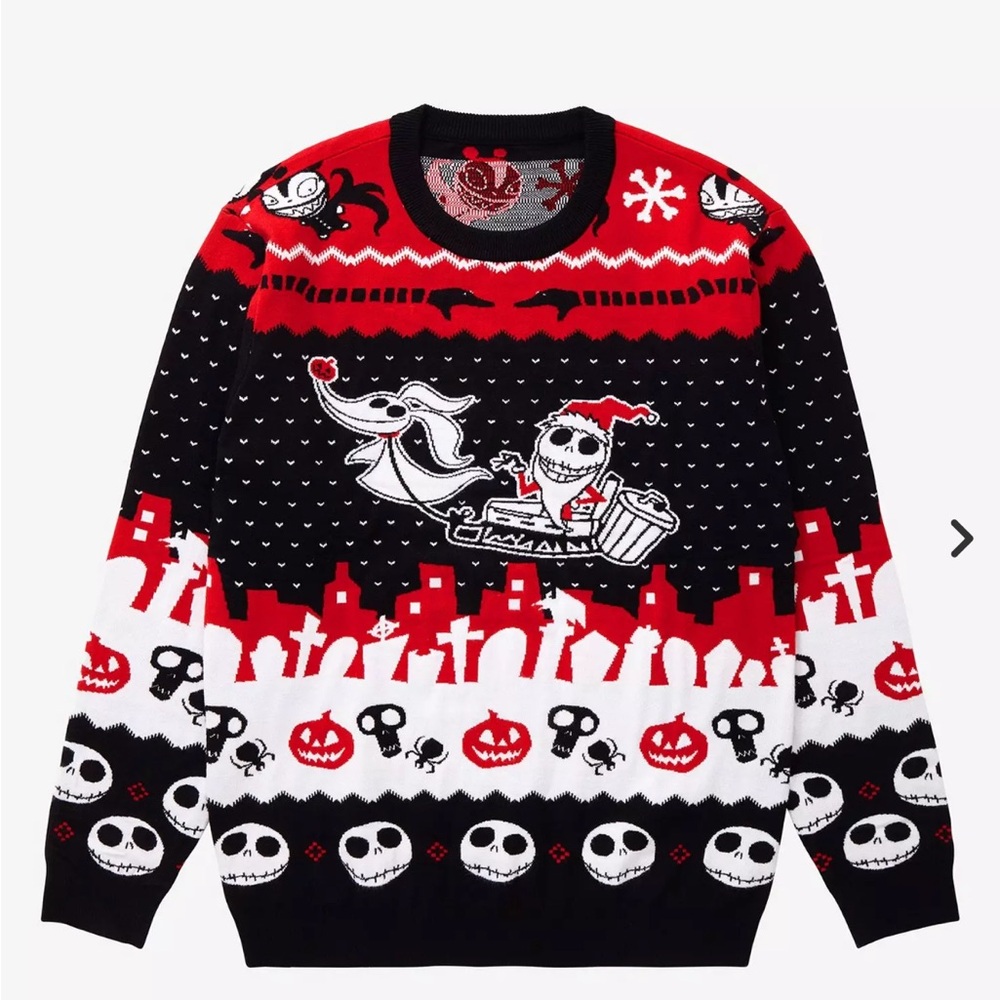 The Nightmare Before Christmas Chibi Jack Skellington & Zero Holiday Sweater.